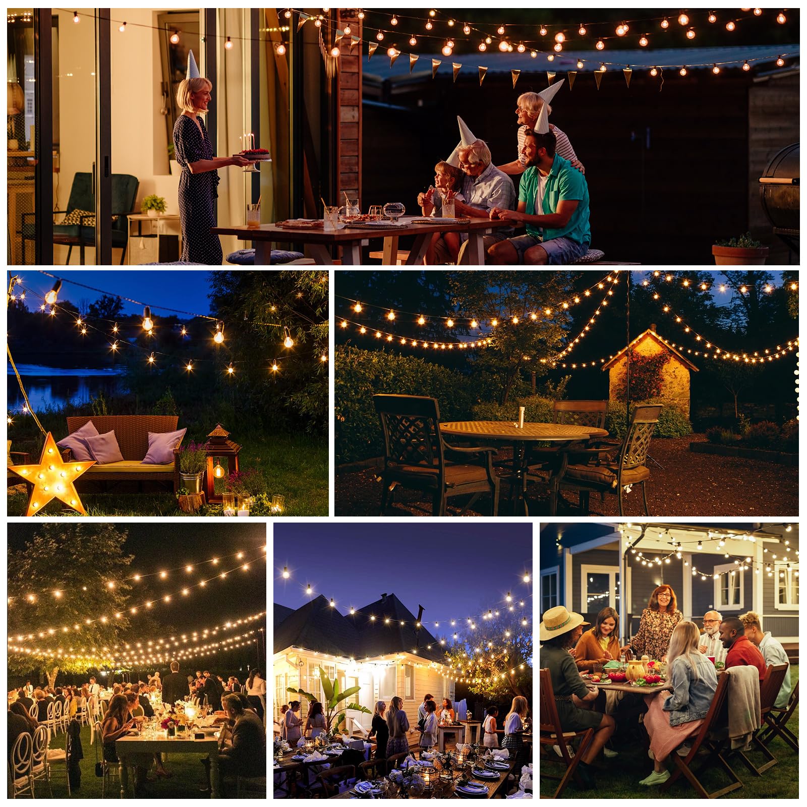 Ghirlanda di luci LED per esterni, corrente: 30,5 m, illuminazione esterna, G40, lampadine da giardino