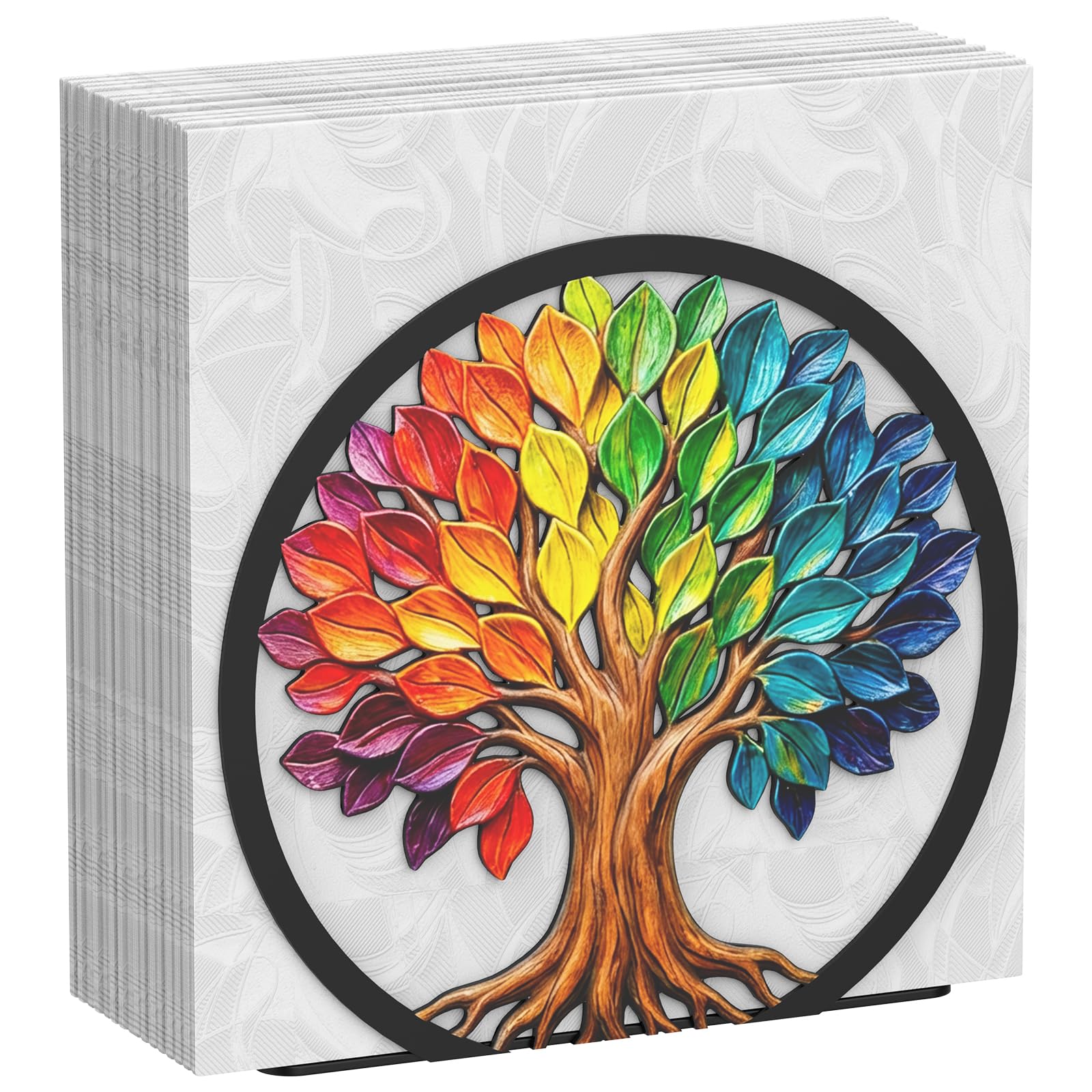 Uniclife Metal Napkin Holder for Table Standing Napkin Dispenser | Luncheon & Guest Napkins, Tree of Life Napkin Stand for Cocktail, Upright Paper Napkin Holder for Kitchen Dining Table Coffee Bar