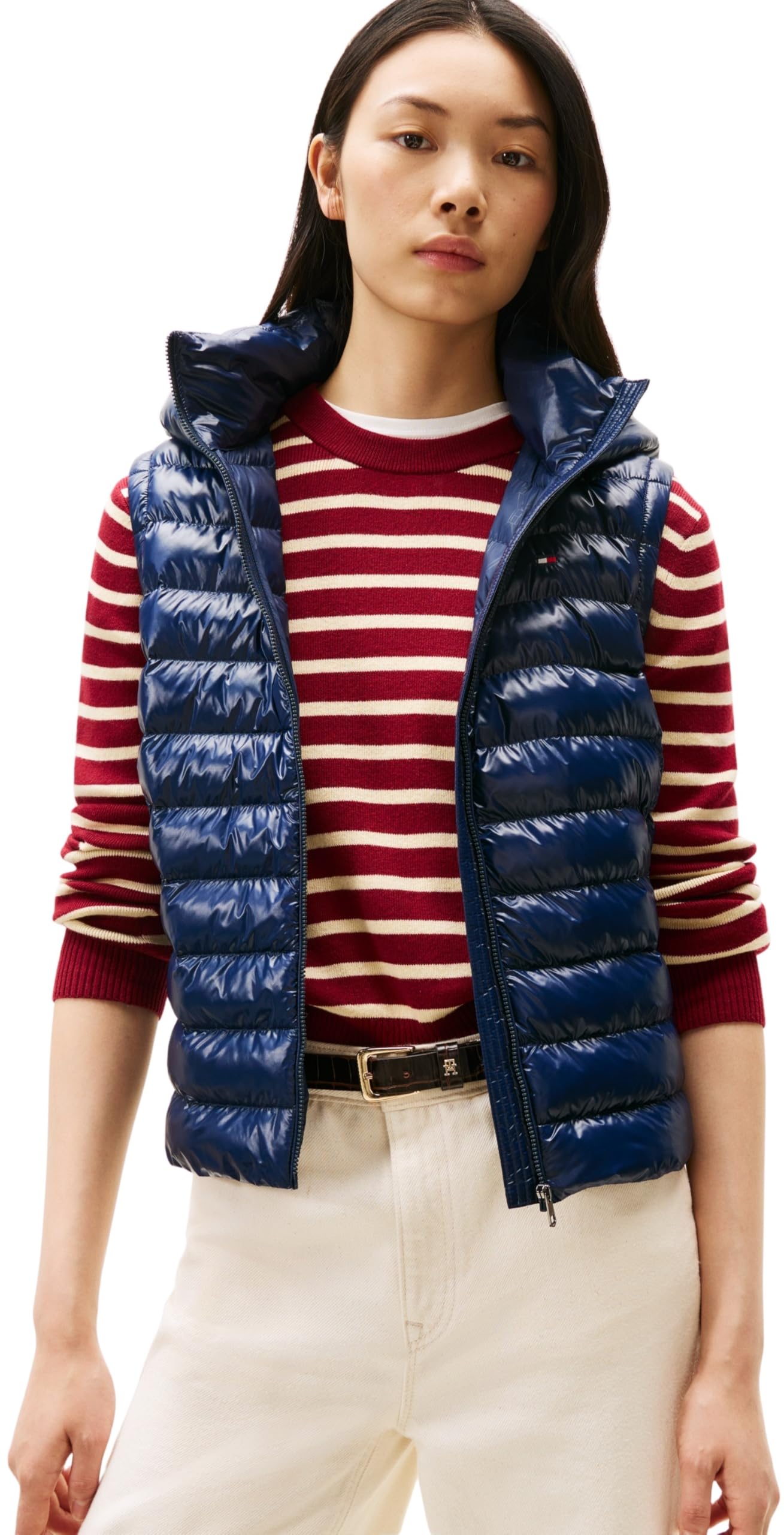 Tommy Hilfiger Damen Weste Padded Slim mit Kapuze