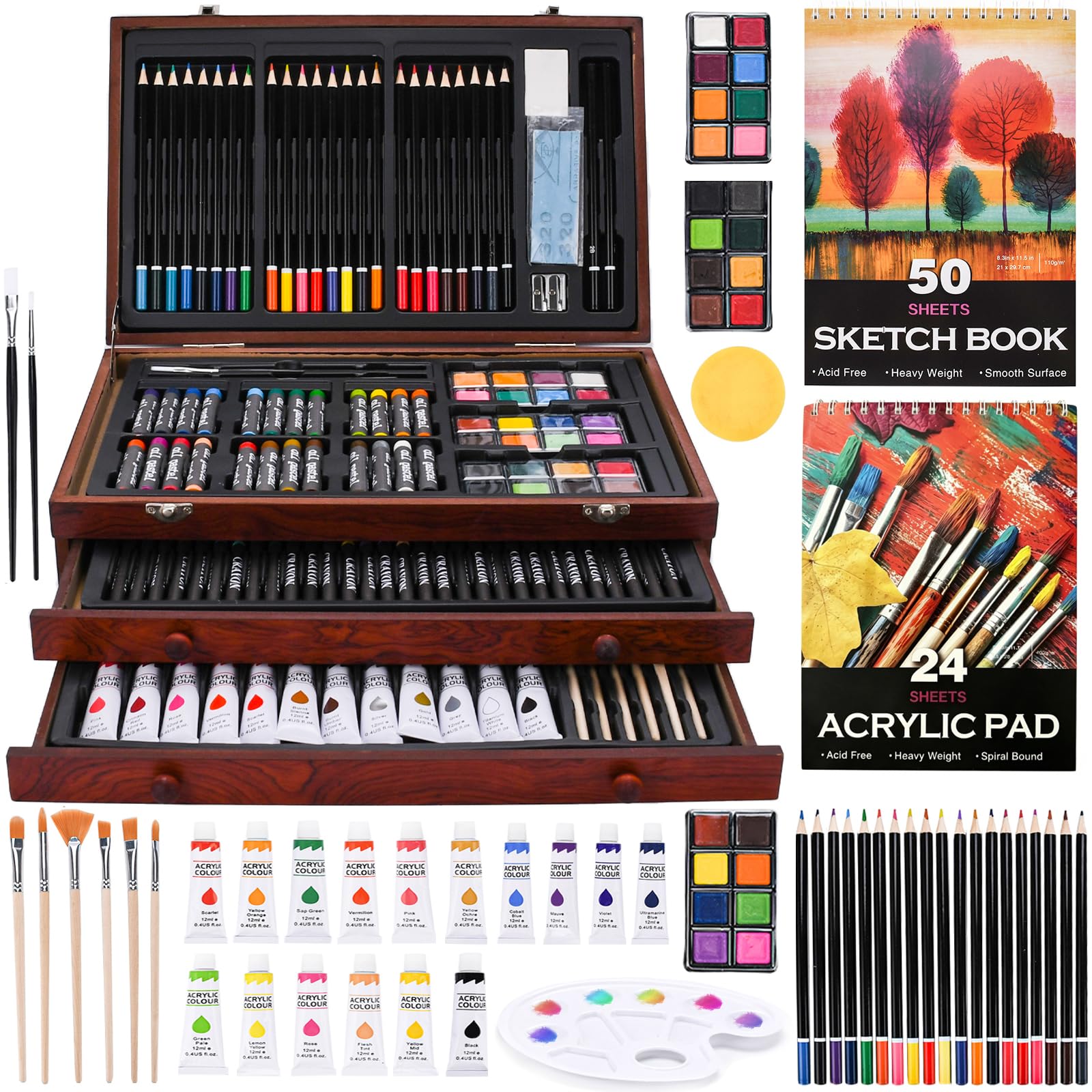 Premium Malkoffer Deluxe,Malset für Kinder Anfänger Tolles Buntstifte Set