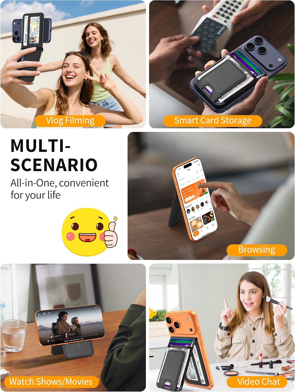 TopMade for MagSafe Wallet with Money Clip, Strongest Magnetic Card Holder for iPhone 17/16/15/14/13/12 Series, for iPhone Wallet with Adjustable Stand, ID Window, RFID Blocking, Black - Image 4