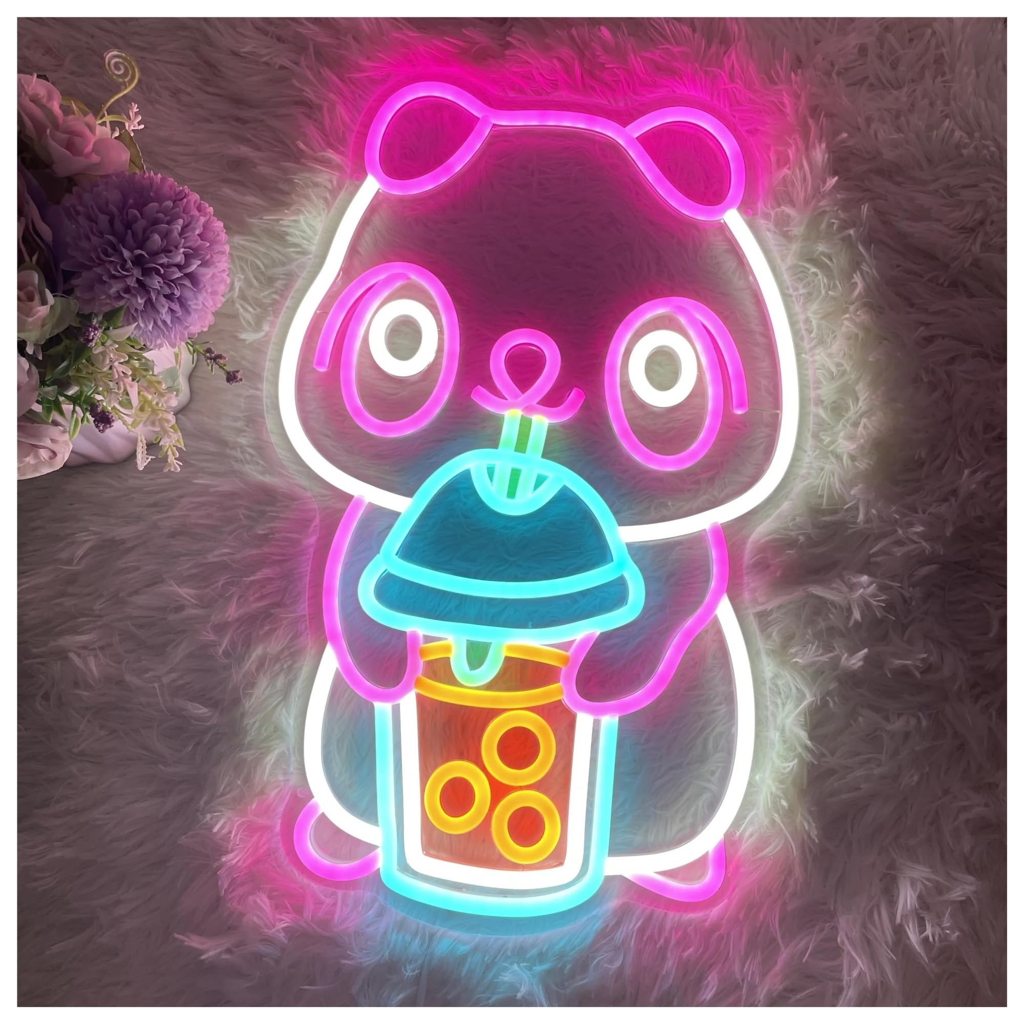 Insegna al neon Tazza da tè al latte per insegna per neon per alimentazione per per panda per luci per 28cmx38cm