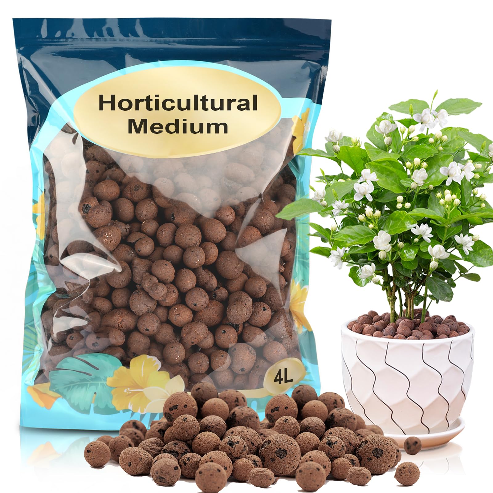 GOTVUGE Clay Pebbles Leca Balls for Plants,Clay Balls for Hydroponic Terrarium, Potted Plants, Lightweight & Drainage (4L)