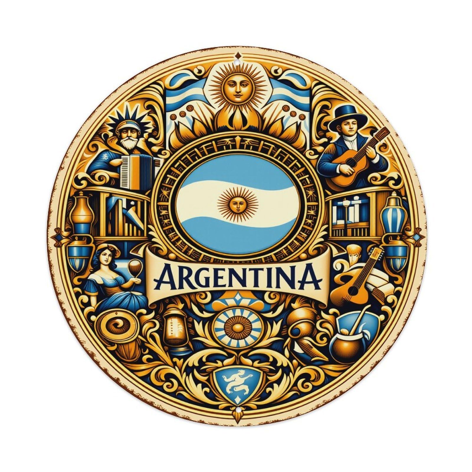 Lvalogy Style Argentina National Emblem Design Metal Tin Sign Plaque