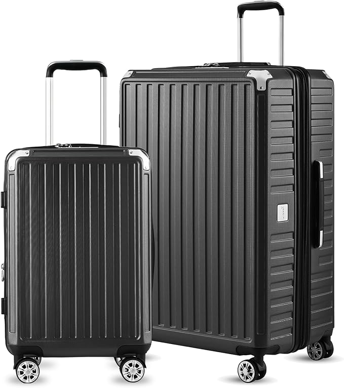 LUGGEX Carry On Luggage Sets 2 Piece with Spinner Wheels Polycarbonate Expandable