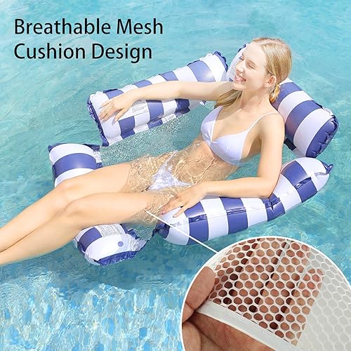 Flotador de piscina inflable con bomba de aire, hamaca de piscina, hamaca de agua, silla de piscina portátil, silla de piscina multiusos, para