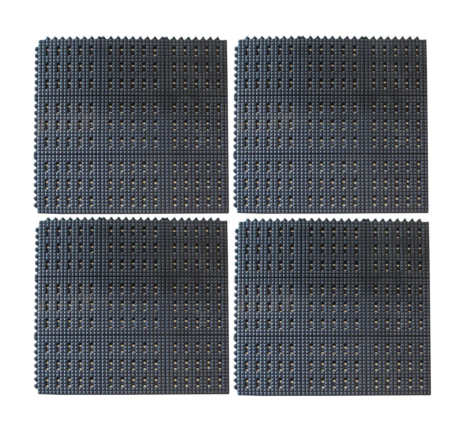 AFM33I4PK 4Pk 3Ftx3Ft Anti Fatigue Intlk, Black, 36"L x 36"W x 0.55"H