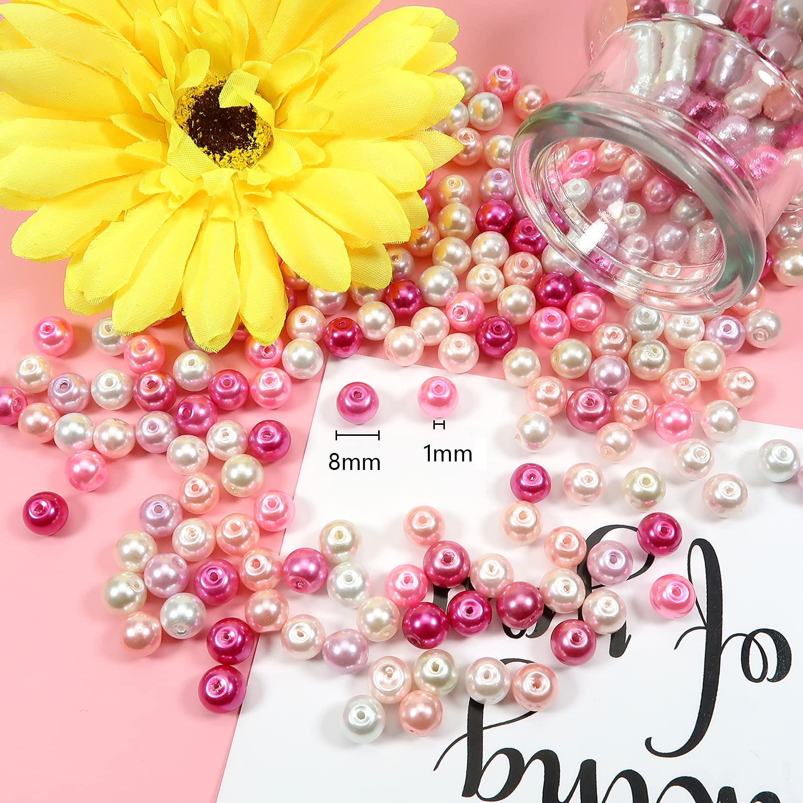 TOAOB 1050 Pezzi Perle Colorati per Braccialetti 4 mm Perla Vetro per Bigiotteria Decorative Perline per Fai Da Te Artigianato Gioielli Collane Bracciali