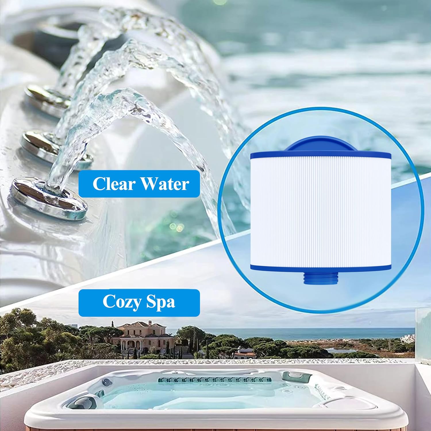 Cryspool® 08002 Filter with 2" SAE Thread Compatible with PBF35, PBF50-F2S, 10-2785 Bullfrog Spa Filter, 8CH-950, FC-0536, XLS-834, 15052, AK-90311, 2 Pack