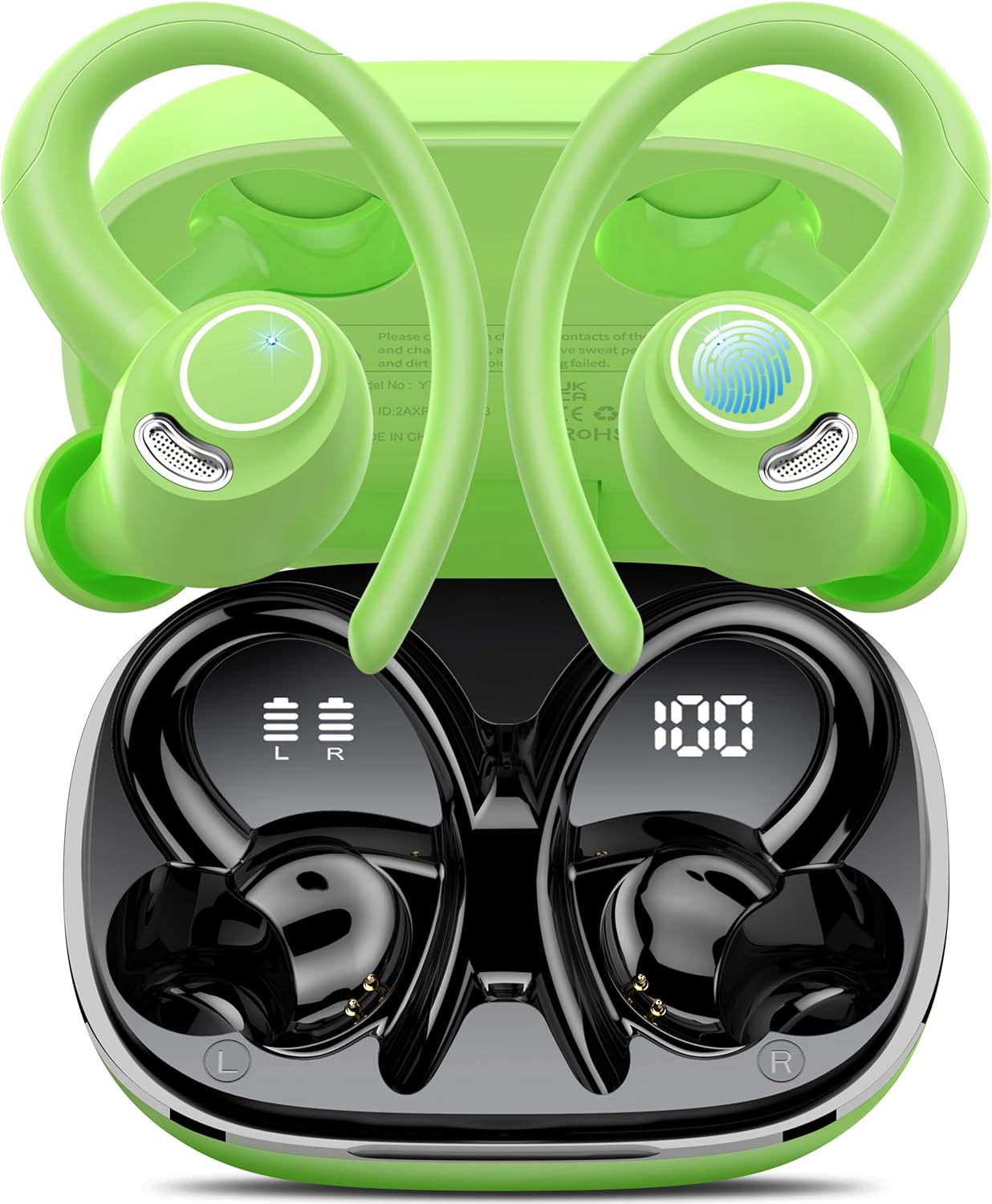 Wireless Earbuds Bluetooth 5.3 Headphones Sport, 2025 Wireless Earphones with Earhooks, HiFi Stereo Deep Bass with ENC Mic, 40H Dual LED Display, IPX7 Waterproof Ear Bud for Small Ear Running/Workout Wireless Earbuds Bluetooth 5.3 Headphones Sport, 2025 Wireless Earphones with Earhooks, HiFi Stereo Deep Bass with ENC Mic, 40H Dual LED Display, IPX7 Waterproof Ear Bud for Small Ear Running/Workout