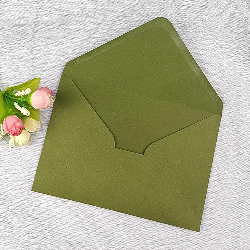 Miniatura 4 de 25 sobres A7 verde oliva, 5.35 x 7.7 pulgadas, perfectos para tarjetas de invitación de boda de 5 x 7, invitación de felicitación de cumpleaños,