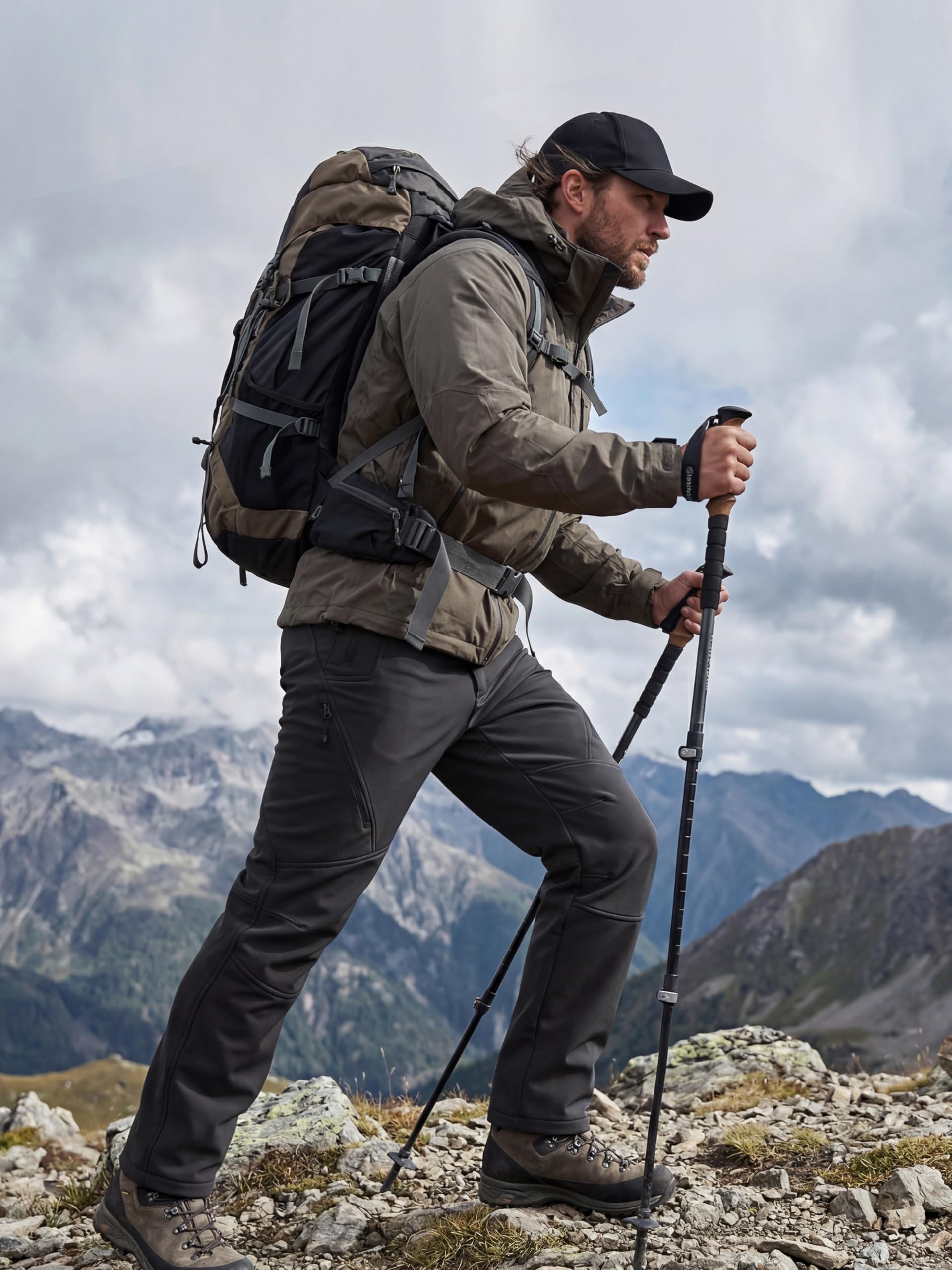 Free Soldier Pantalones de esquí Impermeables para Hombre, para Cazar, Exteriores, Pantalones térmicos a Prueba de Viento, para Escalada y Senderismo