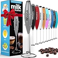 Vista 8 de PowerLix Potente espumador de leche de mano con soporte, funciona con pilas, varita espumadora para café, latte, capuchino, chocolate caliente, mini