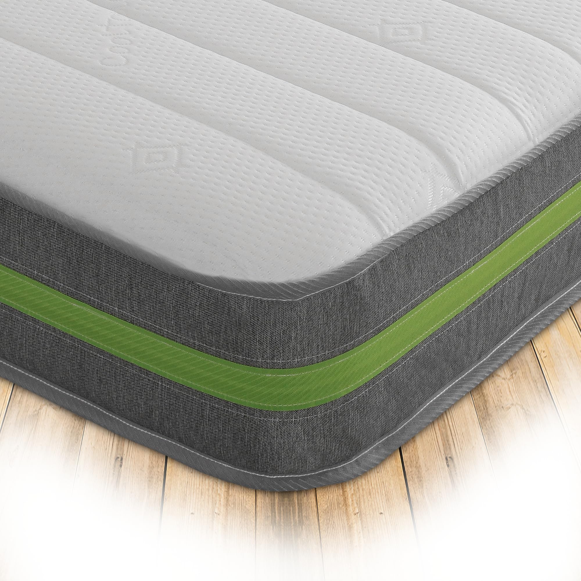 Starlight Beds Horizon Harmony, Sprung Kingsize Memory Foam Mattress. Deluxe Value Kingsize Mattress, Soft, 8 Inch Deep (Grey/Green) (5ft x 6ft6)