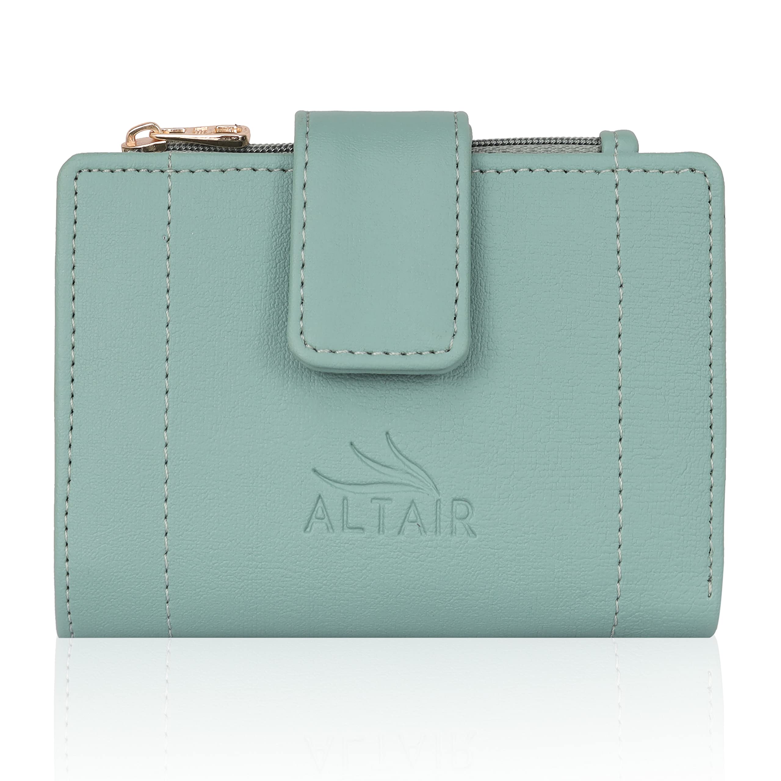 Women's PU Leather Mini Short Card Holder Small Wallet Clutch Mini Multifunctional Coin Wallet (Sea Green)-image-15
