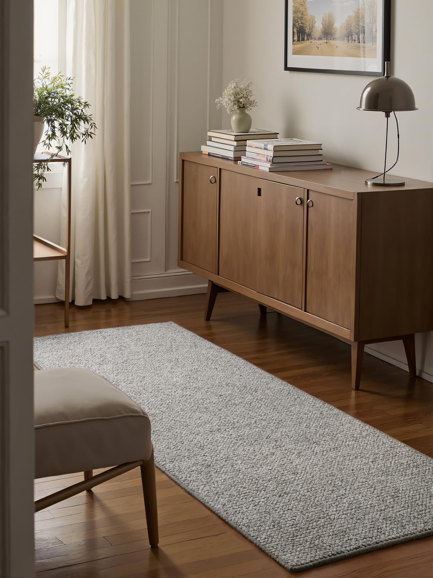 The Rugs Grey Wolly Tufted Wool-Look Rug - 80X300 Cm
