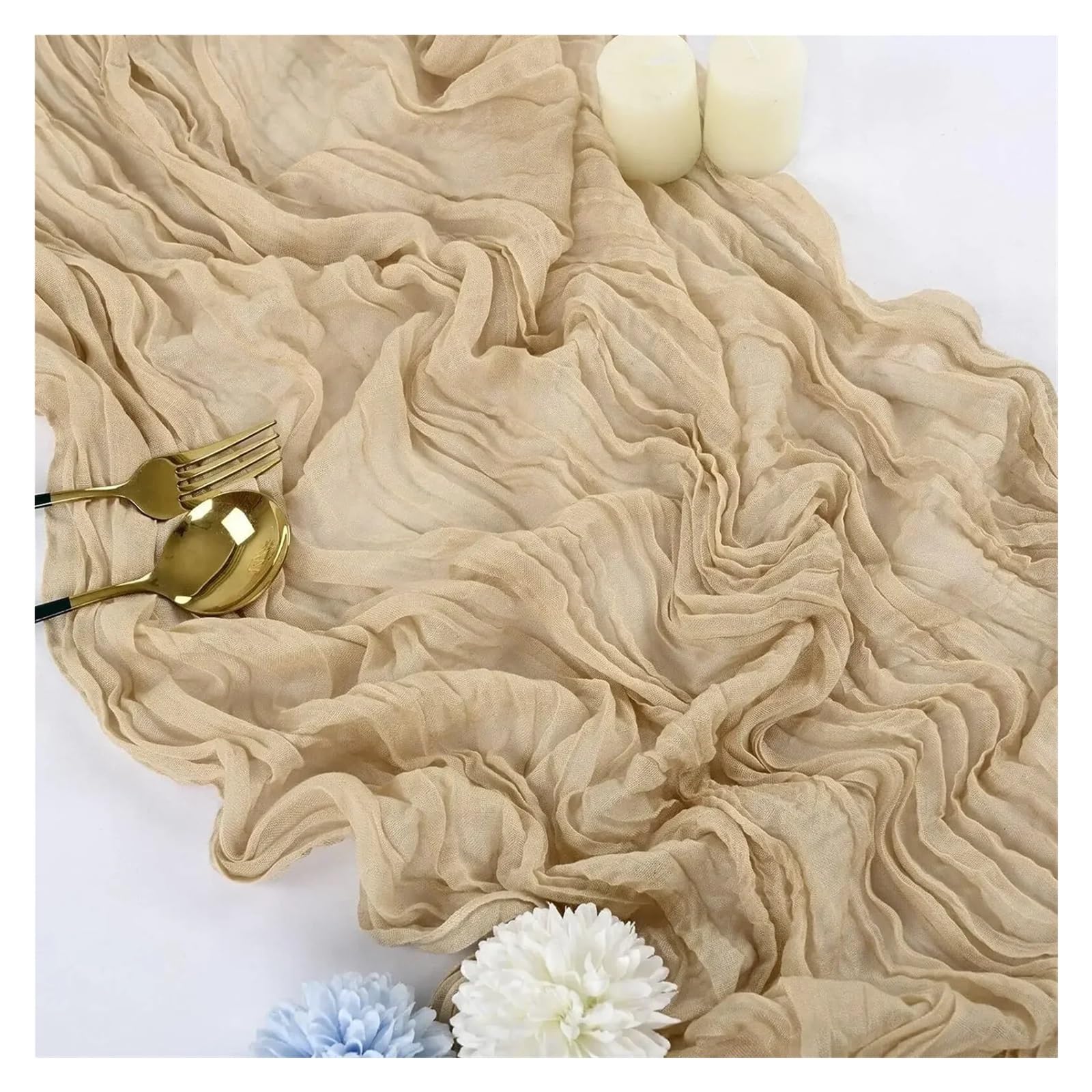 90*300CM Light Pink Cheesecloth Table Runner Gauze Fabric Rustic Sheer Runners Chair Sashes