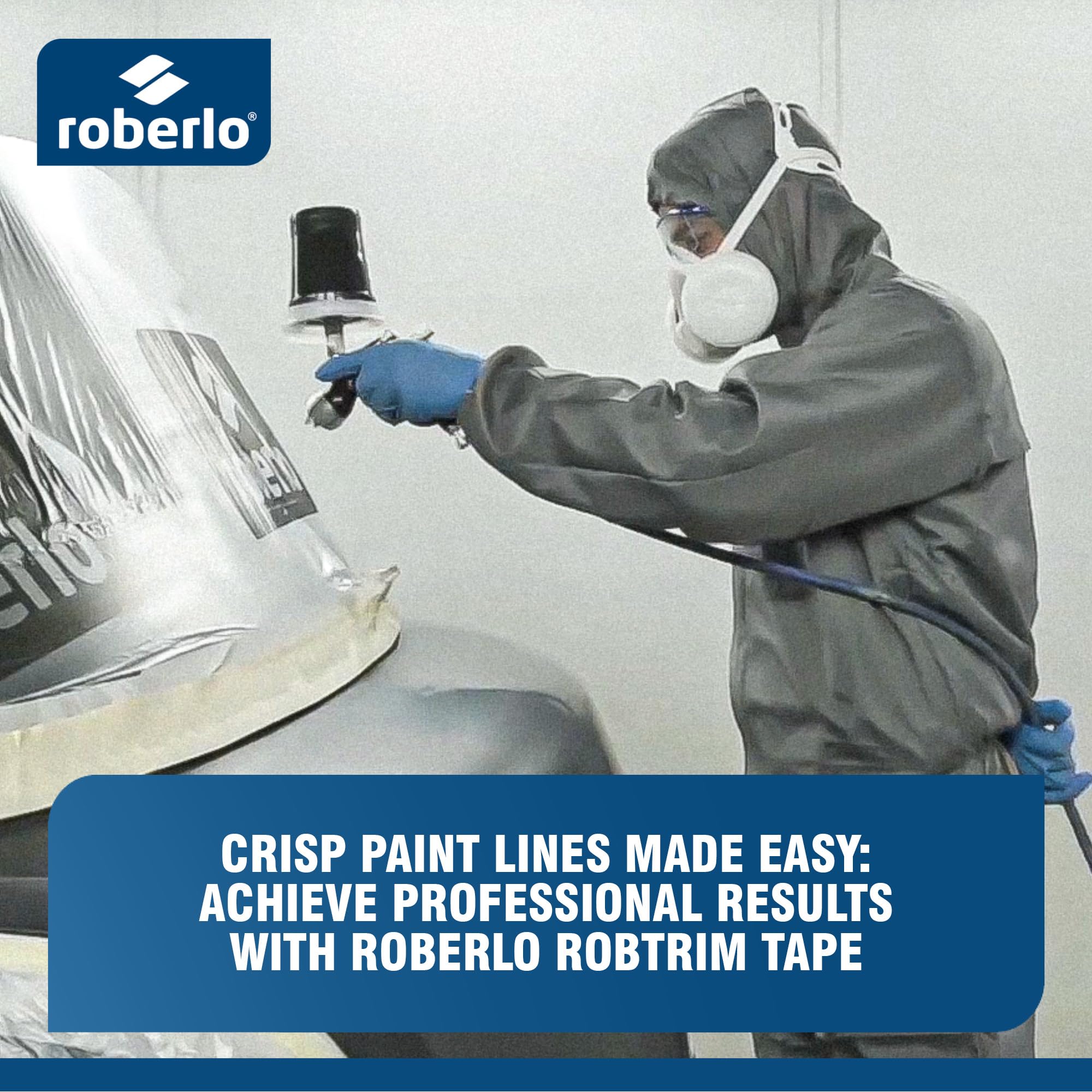 Roberlo Robtrim - Cinta de enmascarar perforada, protección de pintura para moldear, cinta de elevación, desgarro a mano, 50 mm x 10 m