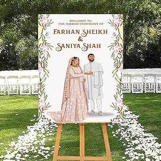 Theme My Party Personalised Islamic Wedding Sign - Nikkah Welcome Sign Board for Muslim Ceremony