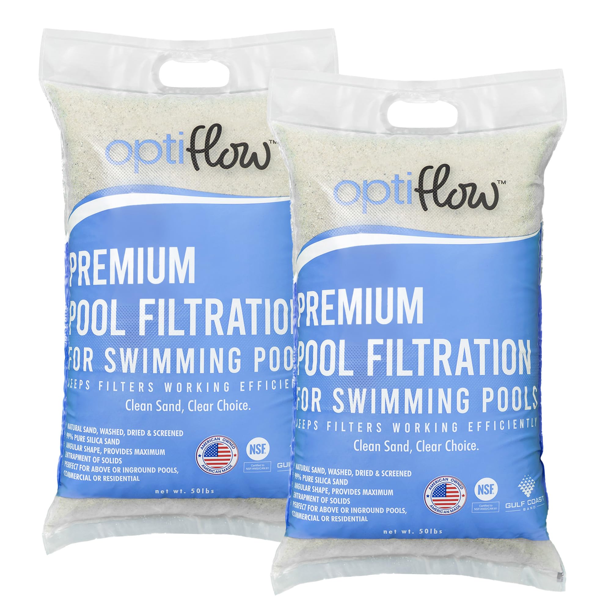 2-Pack Pool Filter Sand, Premium Filtration with Pure Silica Formula, 50 Lbs - Swimming Pool System Accessories and Supplies for Cleaning and Maintenance