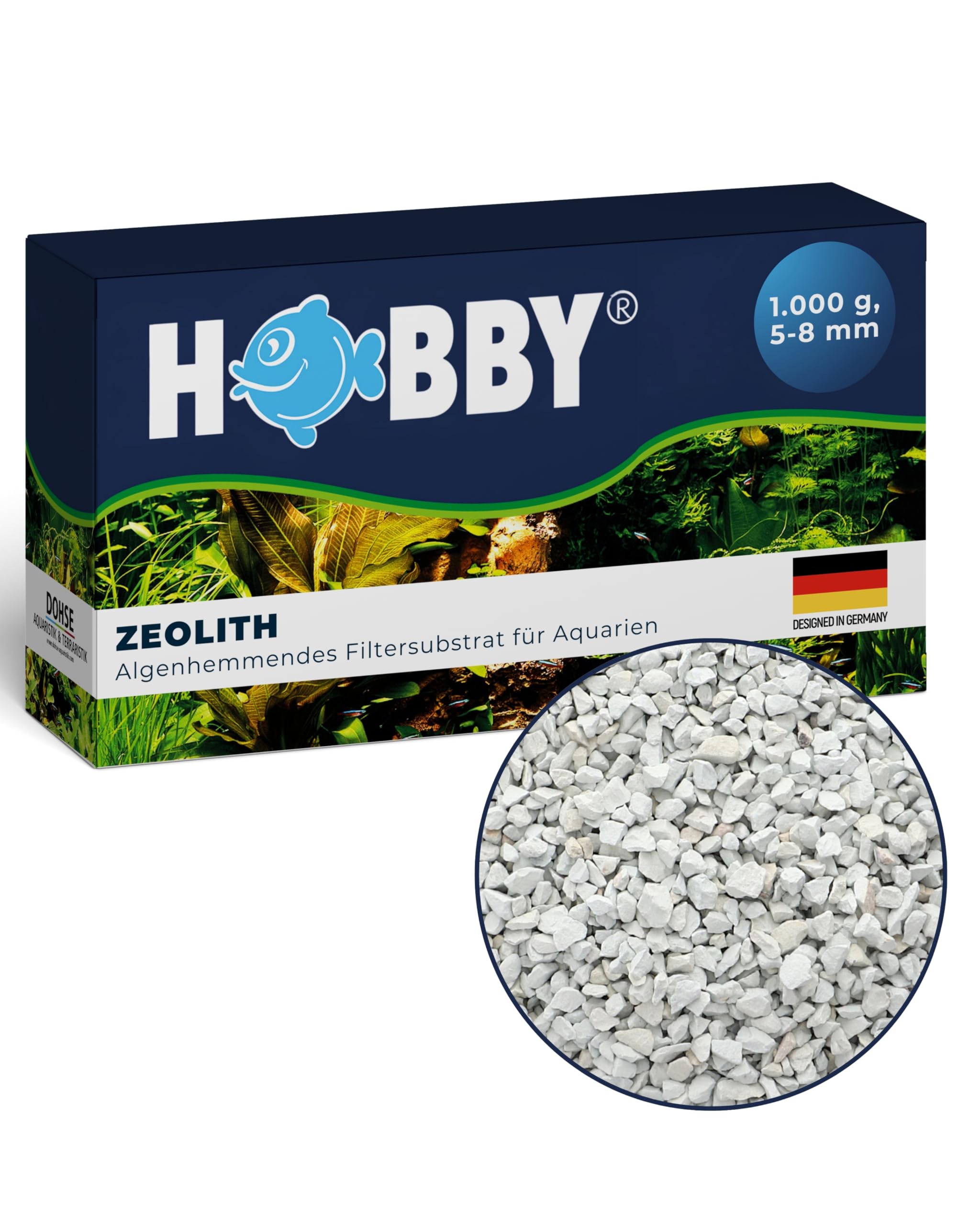 HOBBY Aquaristik Zeolith I 1000 g I Algenhemmendes Filtersubstrat für Aquarien I für Süß- und Meerwasseraquarien geeignet I hochwirksames Filtermaterial zur Wasseraufbereitung I Zeolithsteine 5-8mm