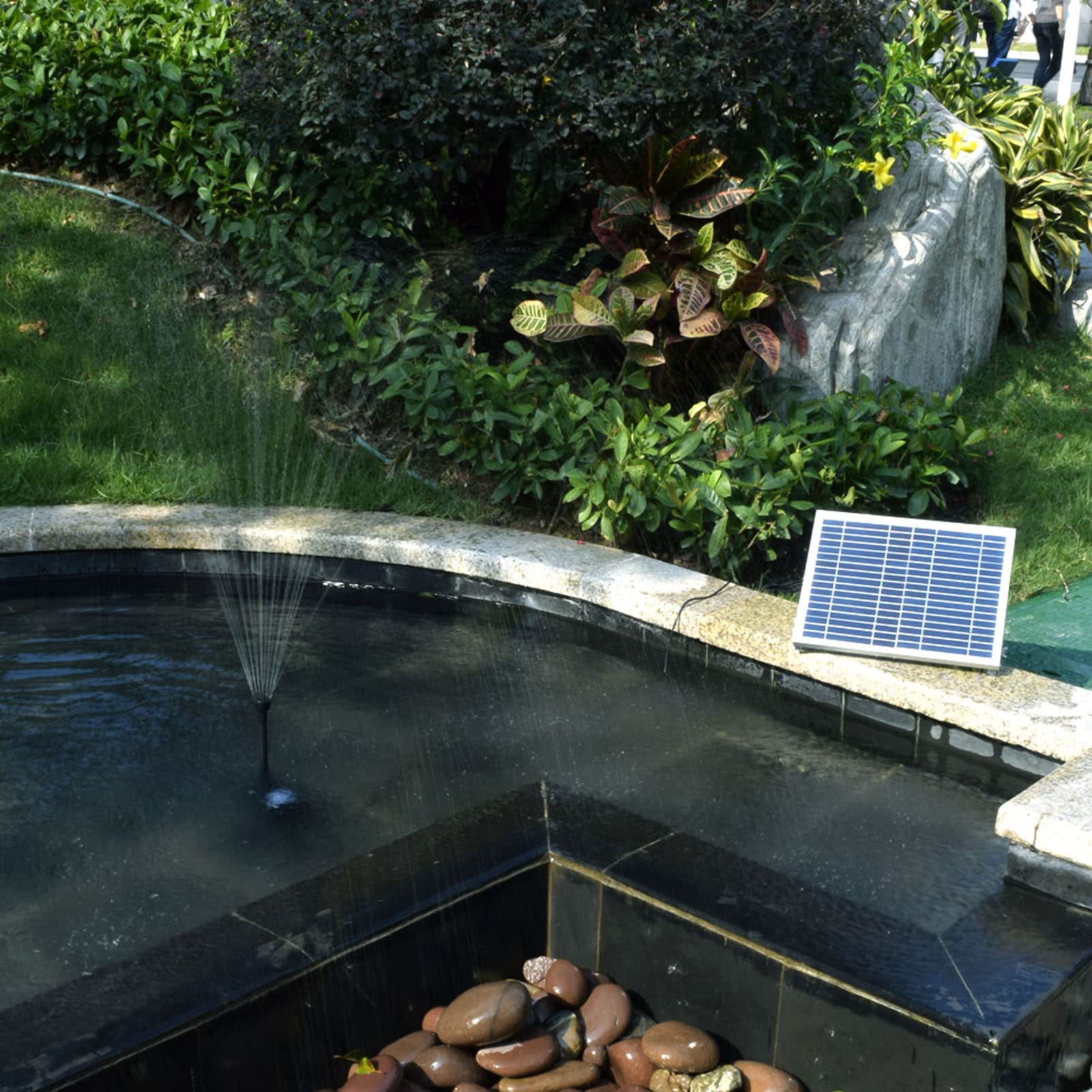 Decdeal Pompa per Fontana Solare da 10 W con Grande Pannello Solare 3 ugelli Max. Altezza dell'Acqua 100 cm per Vasca da Bagno per Uccelli Decorazione da Giardino per Piccoli laghetti