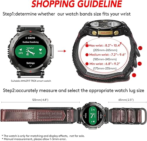 Miniatura 6 de Watch Bands Compatible With Huami Amazfit T-RexT-Rex 2T-Rex ProT-Rex Ultra,New Upgraded Connector Design,Leather Watch Band Sports Strap