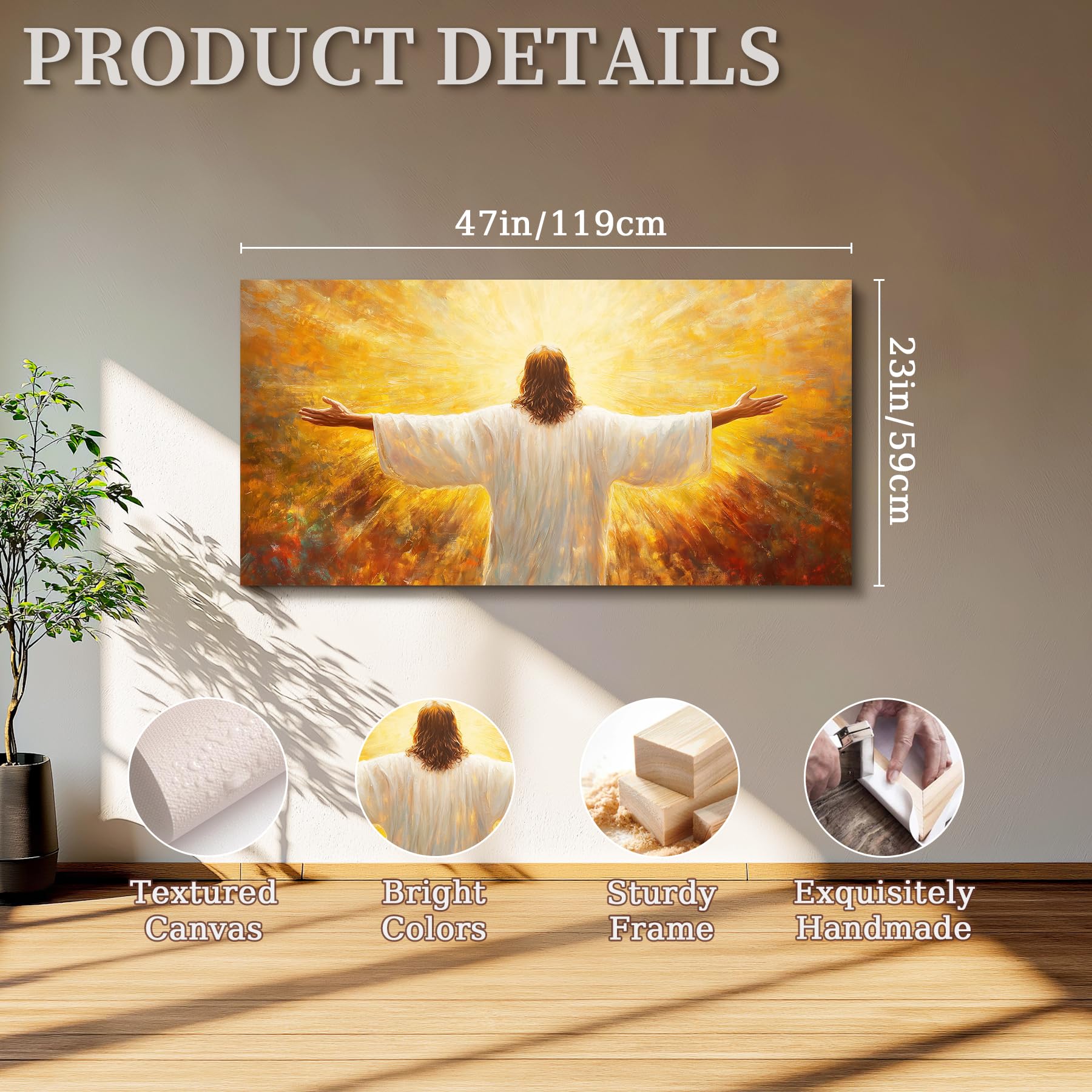 hyidecorart Cristiano de Jesús Cuadros Moderno Decoracion Salon 59x119 cm | Motivos Refinados, Impresión HD, Fácil de Colgar, Grandes Formatos, Decoración de Habitación Versátil, Arte Mural, Regalo