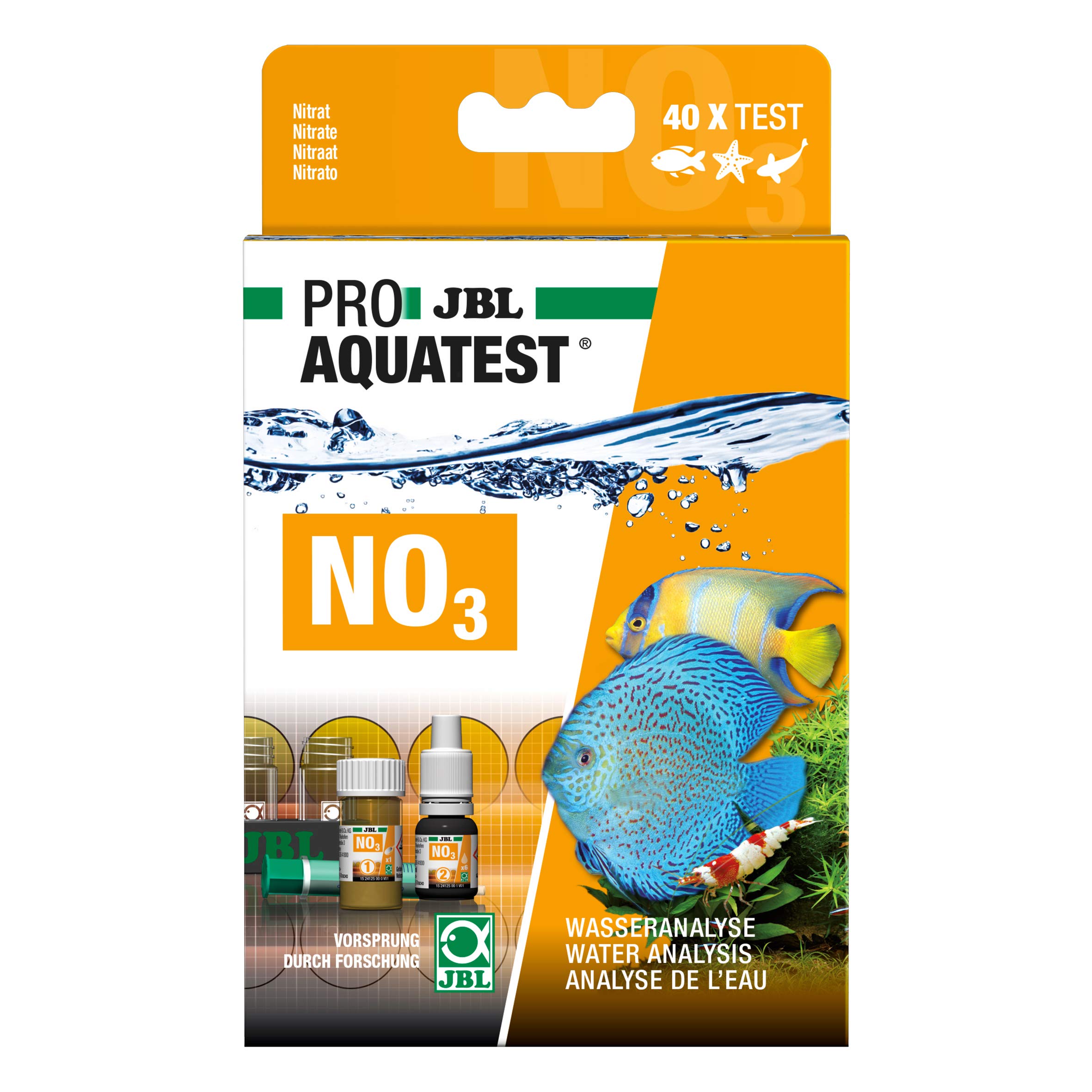 JBL ProAquaTest NO3 zestaw do testowania wody, do akwariów słodkowodnych/morskich i stawów, azotan