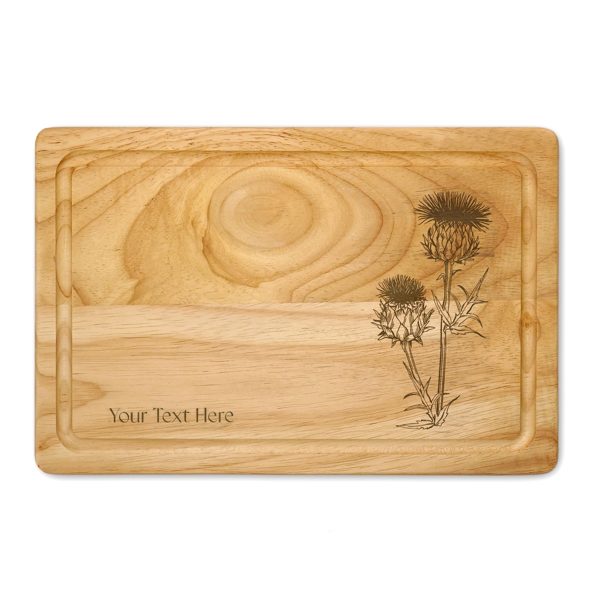 Personalised Thistle Chopping Board Scotland St Andrew Wood Cheese Board Serving Board Cutting Novelty Gift Burns Night Haggis (S)