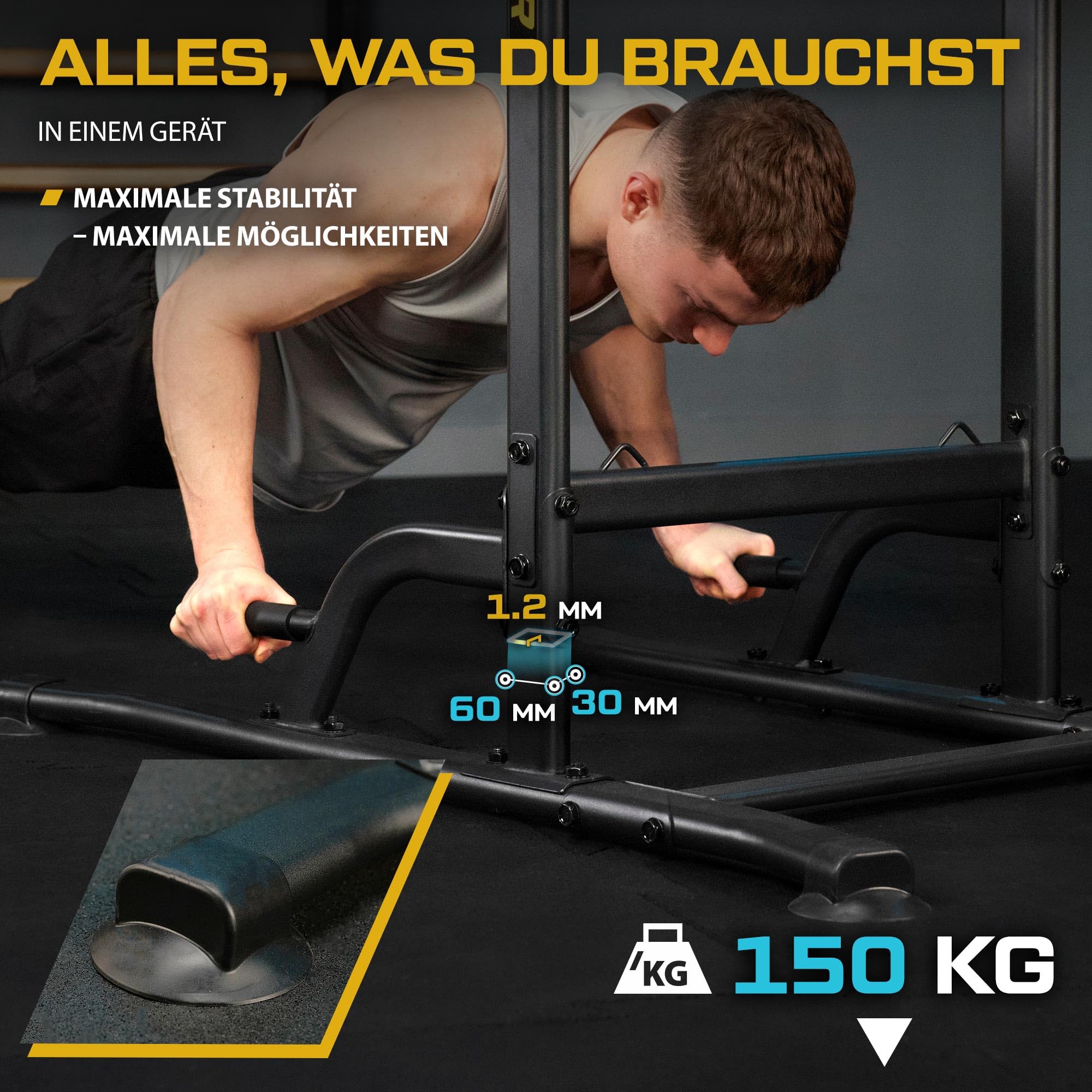 TREX SPORT Power Tower Dip Station freistehend bis 150 kg Expander TX-150PR