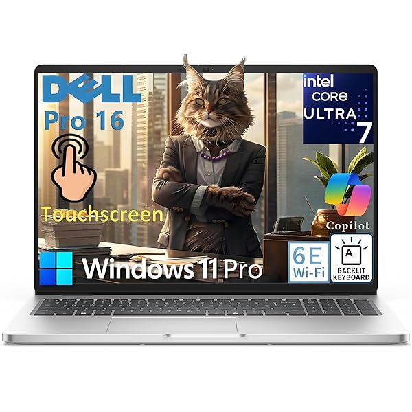 Dell Pro 16 Laptop Computer, Intel Core Ultra 7 265U & AI for Business, 16" Touch IPS Display, 32GB DDR5 RAM, 1TB PCIe SSD, WiFi 6E, Bluetooth 5.3, Backlit Keyboard, Windows 11 Pro