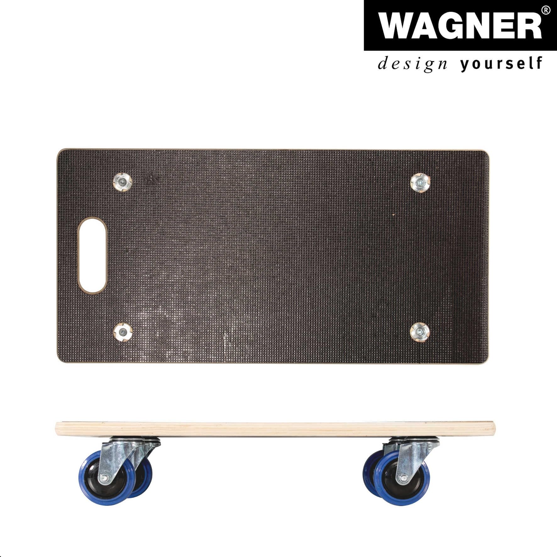 WAGNER Transportroller Transporthilfe 1621 I FSC® Birke Multiplex Maxigrip I 57,5 x 29 x 11 cm, Tragkraft 400 kg I Schwerlastrollbrett I Möbelroller I Umzugsroller Soft-Rollen Kugellager I Made in DE
