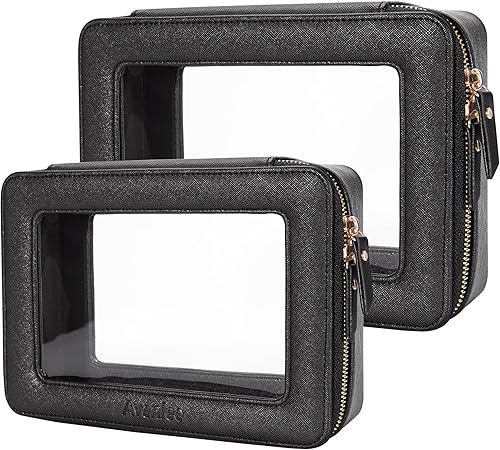 Miniatura 47 de Aveniee Bolsa organizadora de maquillaje transparente, bolsa de aseo de viaje, estuche cosmético para mujeres, bolsa portátil de maquillaje