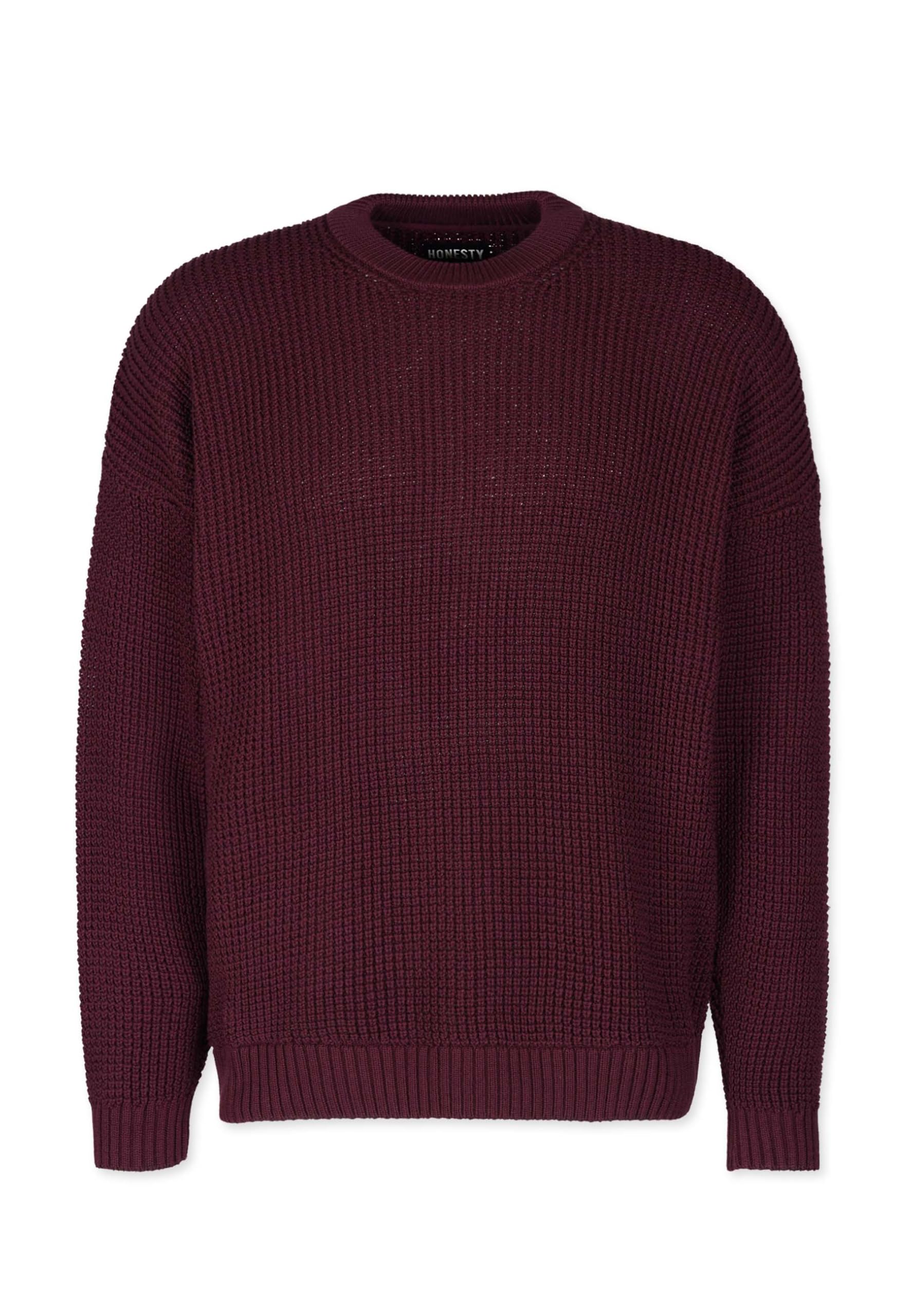 Honesty Rules Boxy Waffle Knitter Pullover Herren, bequemer Strickpullover Oversize für Männer, Crew Neck Pullover aus 100% Bio-Baumwolle, Langarm-Strick mit Rundhalsausschnitt