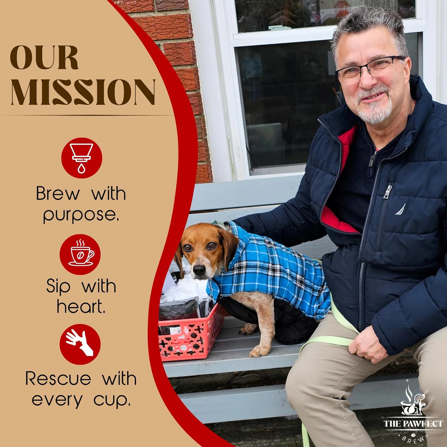 Dog Lovers Coffee -Morning Walk Breakfast Blend by The Pawfect Brew | Medium Roast Ground Coffee, 1LB | Specialty-Grade Central & South American Beans | 25% of profits donated to Animal Rescue
