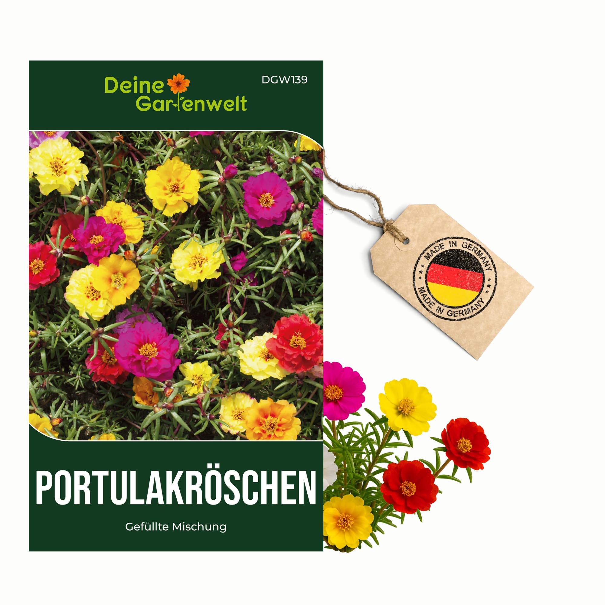 Portulakröschen Gefüllte Mischung Samen - Portulaca grandiflora - Blumensamen - Saatgut für 150 Pflanzen