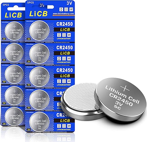 LiCB Paquete de 10 baterías CR2450 de 3 V de litio CR 2450