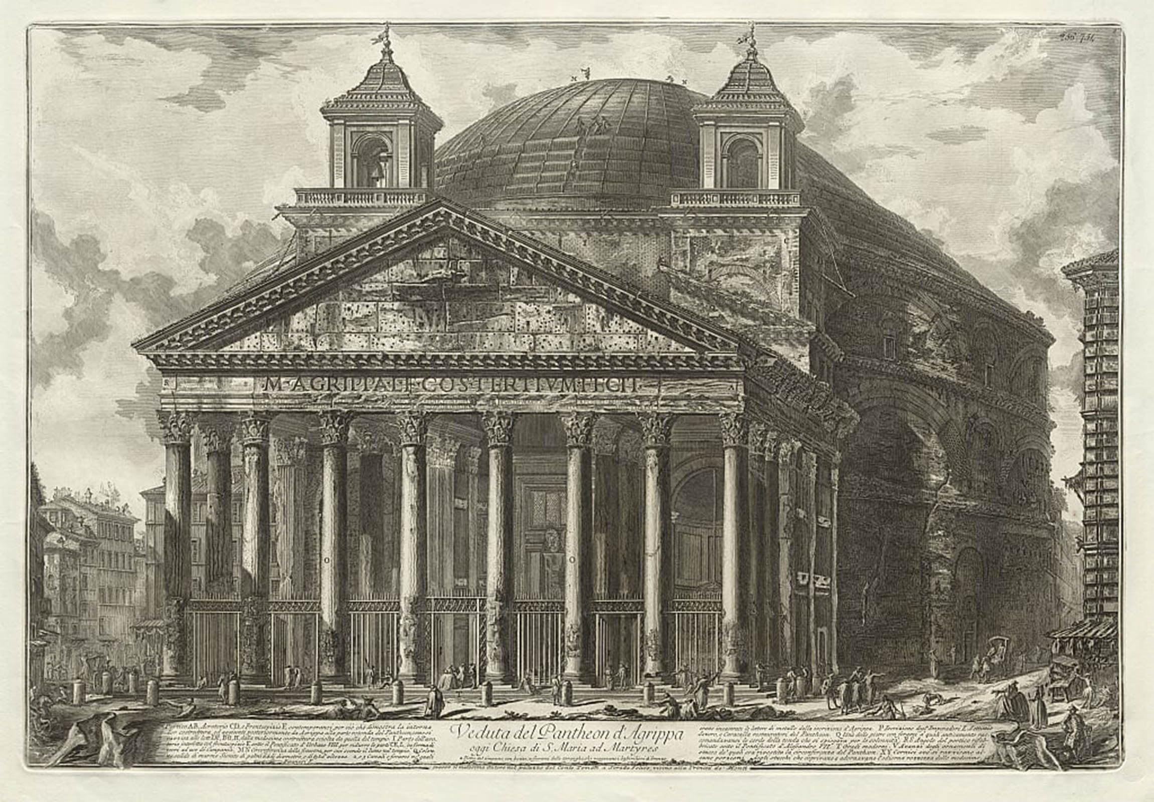 ARTXLXXBN Famous Painting Canvas Artwork Graffiti Print Views of the Pantheon by Battista Piranesi Portrait Canvas Image for Home Decor 60x90cm