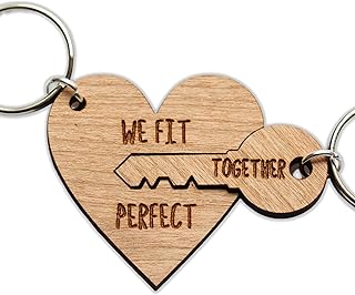We Fit Perfect Together Keyring for Couples, keyring for boyfriend, gift for girlfriend, valentines keyring, brithday gift for wife Valentines gifts for him and her, wooden heart shaped keyring