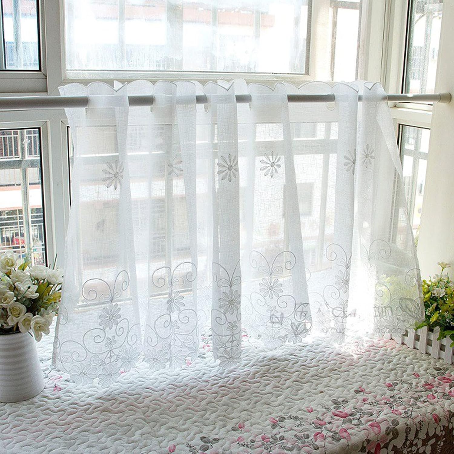 V3VOGUE Beautiful Sheer Curtains Kitchen Small Window