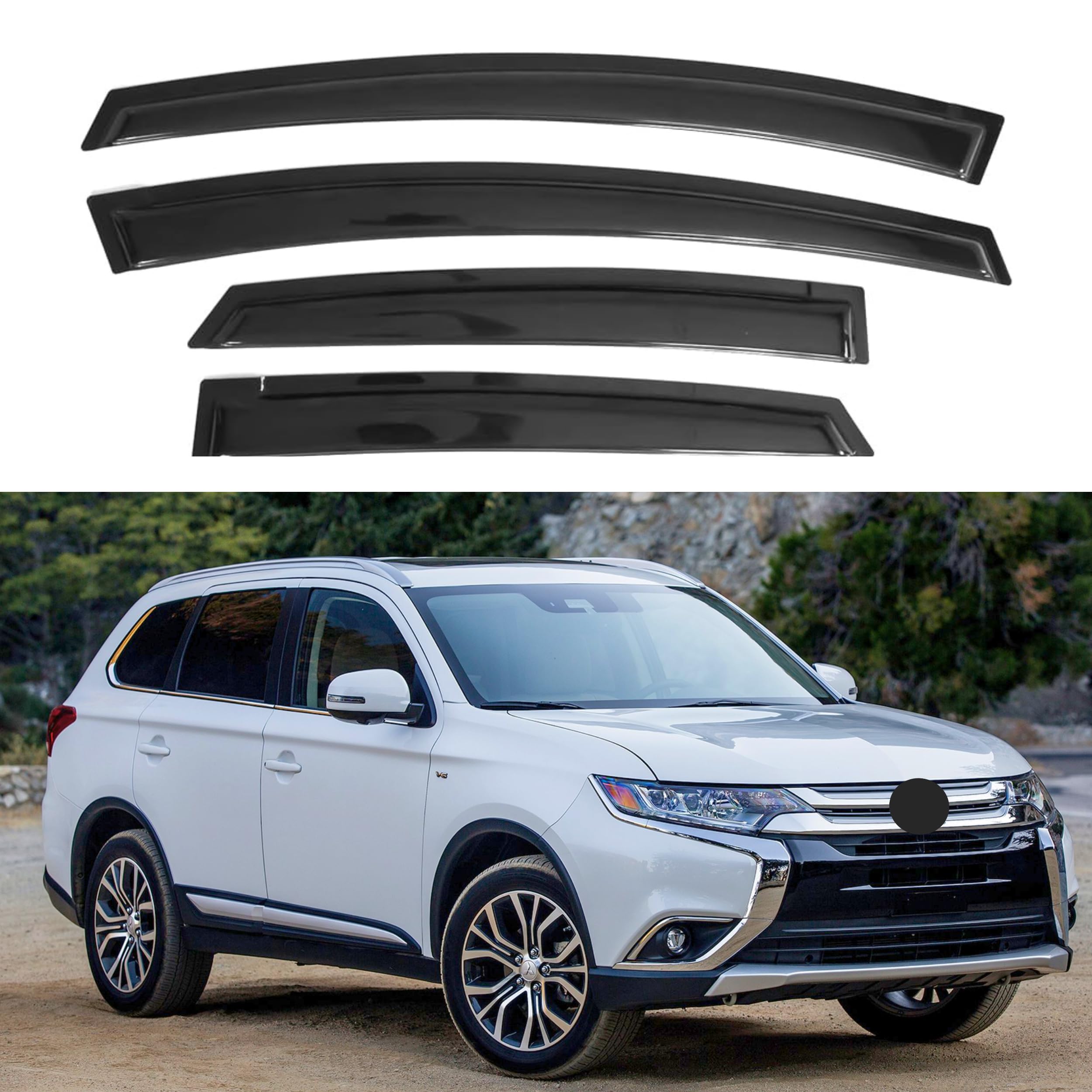 IG Window Visor for Mitsubishi Outlander 2014-2021, Rain Guard Tape-On Extra Durable Sun Wind Side Vent Window Deflector 2014 2015 2016 2017 2018 2019 2020 2021 (Not for Sport Model)