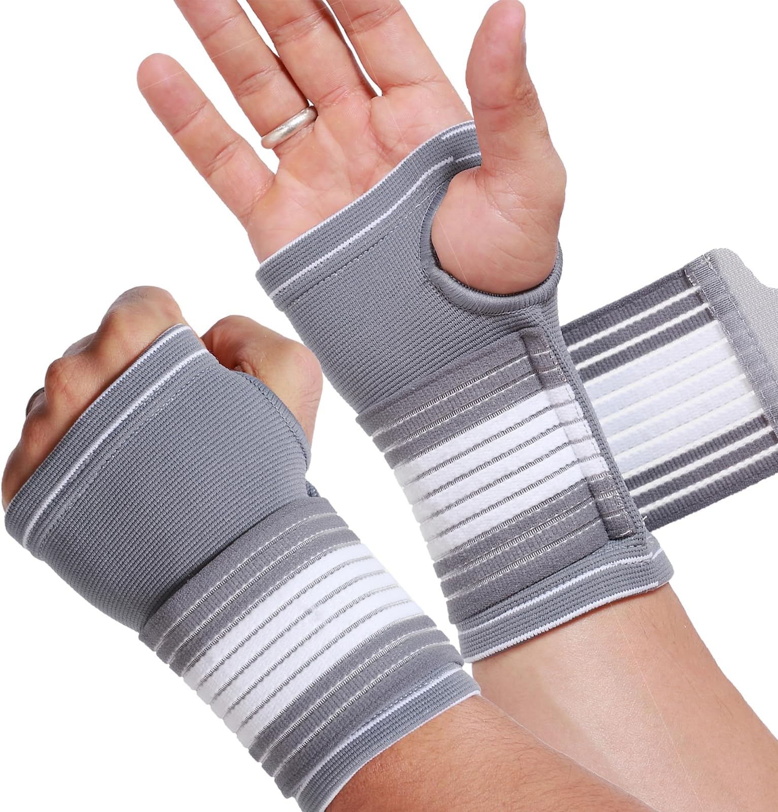 Neotech Care Hand Palm Wrist Support with Adjustable Compression Strap (Grey Colour, Size XL, 1 Pair)