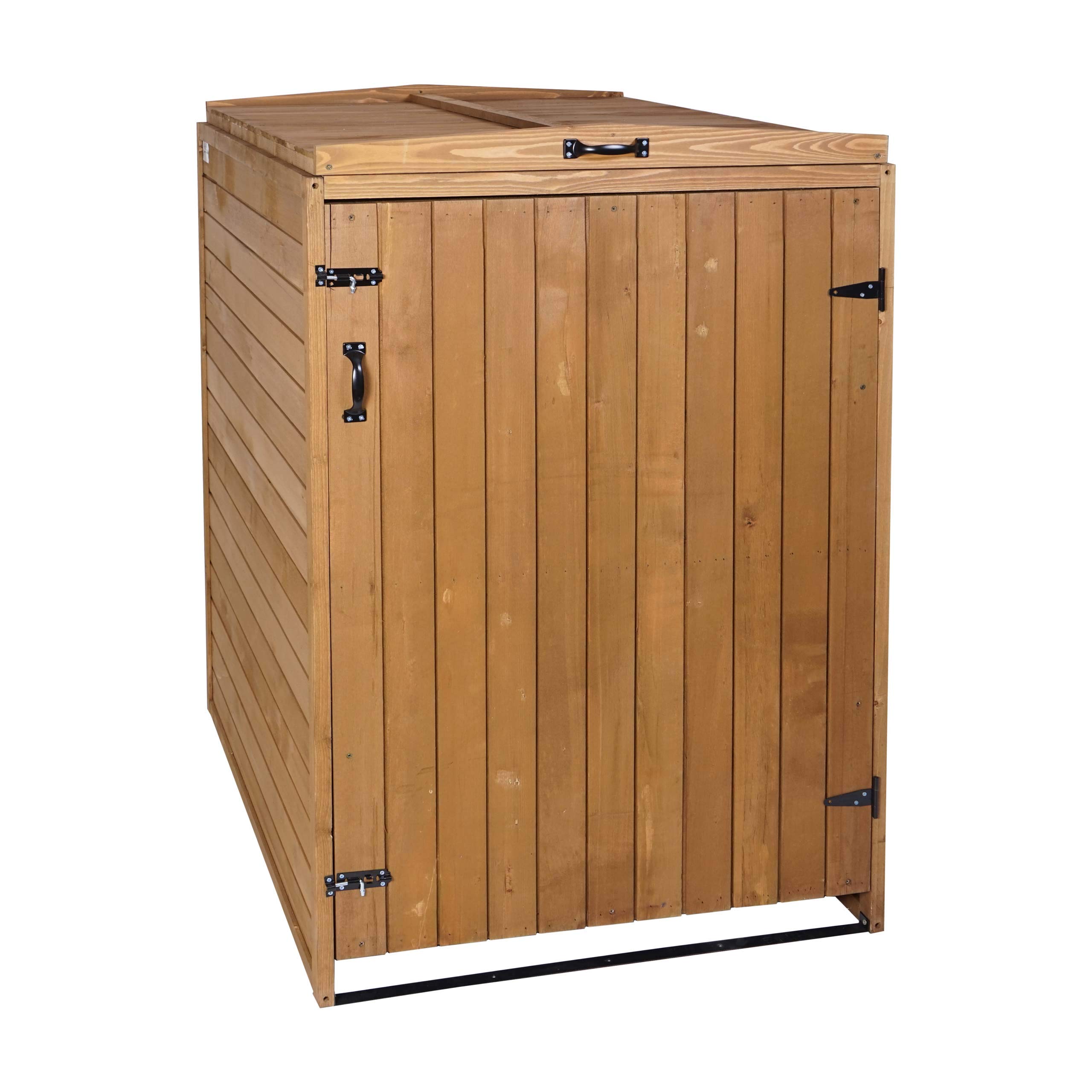 Mendler XL 1er-/2er-Mülltonnenverkleidung HWC-H74 Holz - braun | Mülltonnenbox, erweiterbar, MVG, 126x80x98cm