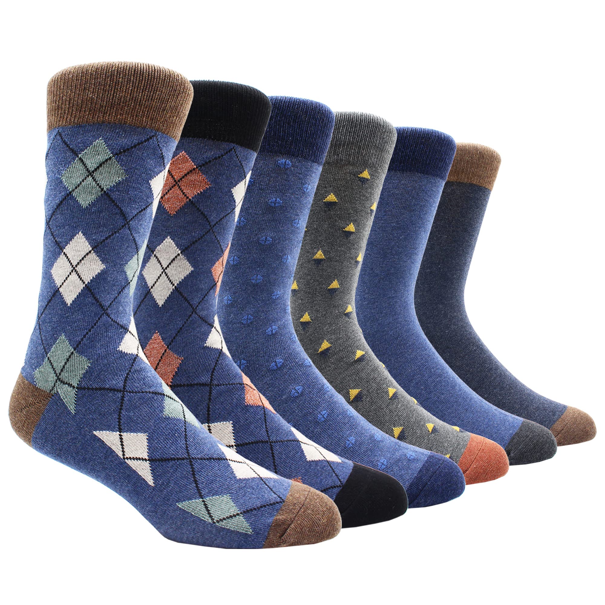 TOEJYJ Mens Fun Dress Socks, Pattern Funny Casual Socks Pack, Colorful Striped Cotton Novelty Socks Size 10-13