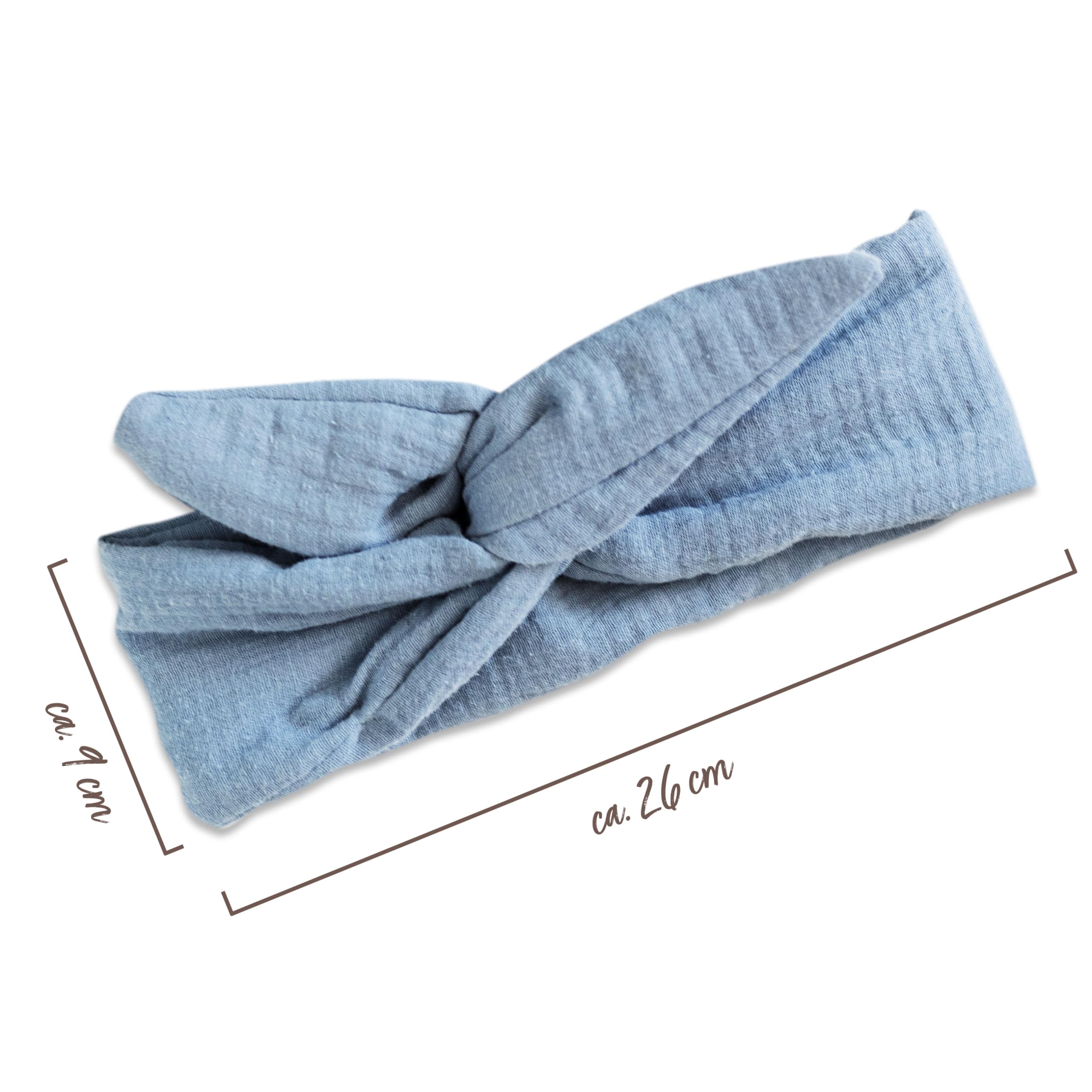 Papierdrachen Muslin Hair Band for Women for Self-Tying, Knot Band, Headband, Hair Accessories, Autumn and Summer, Blue - Image 3