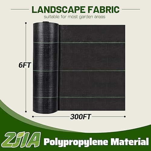 Miniatura 2 de ZJIA Tela de paisaje resistente de 3.2 oz tejida barrera de malezas tela para control de malezas para jardín (6 pies x 300 pies)