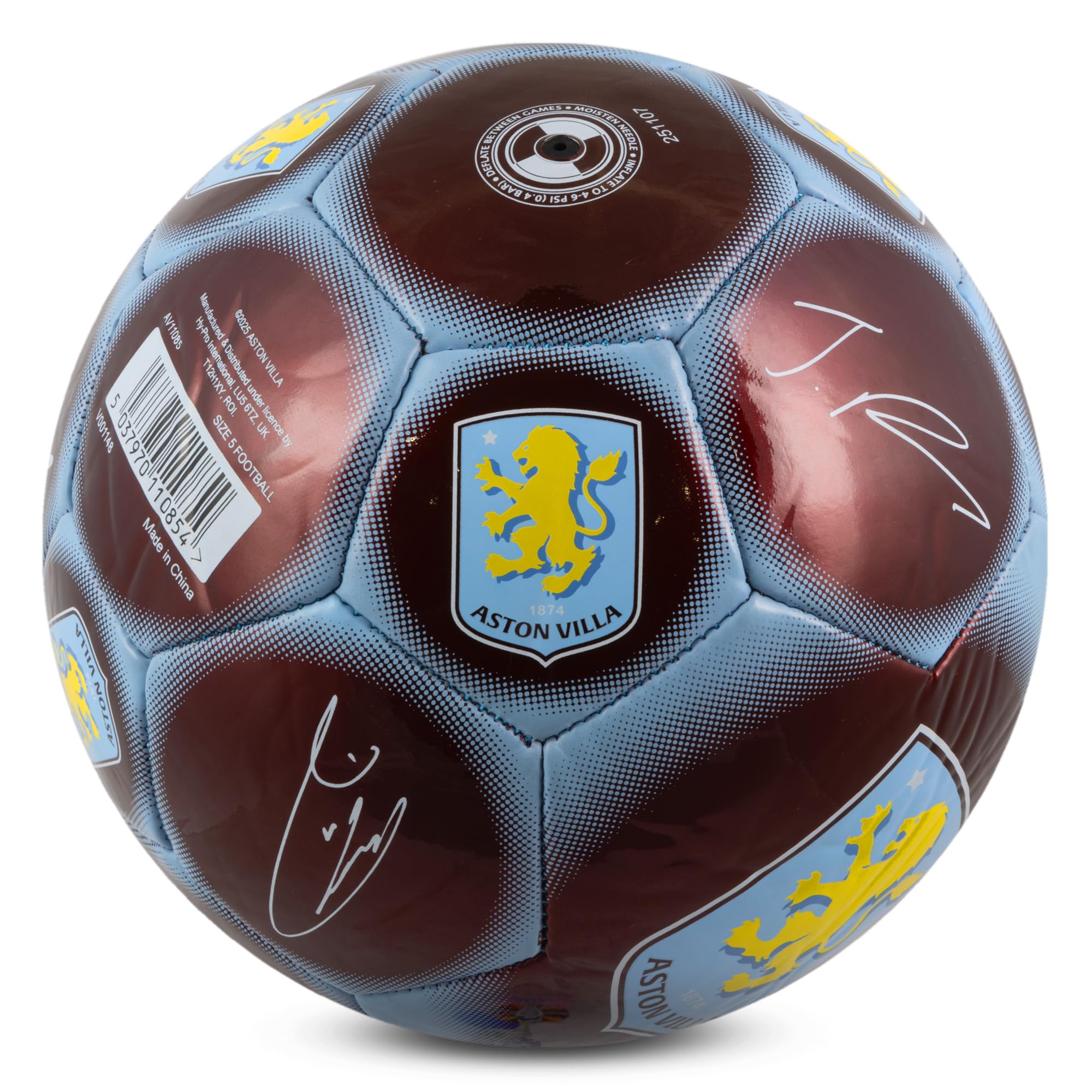Hy-Pro Pallone da calcio con licenza ufficiale Aston Villa F.C., taglia 5, AVFC, allenamento, partita, merchandising, da collezione per bambini e adulti