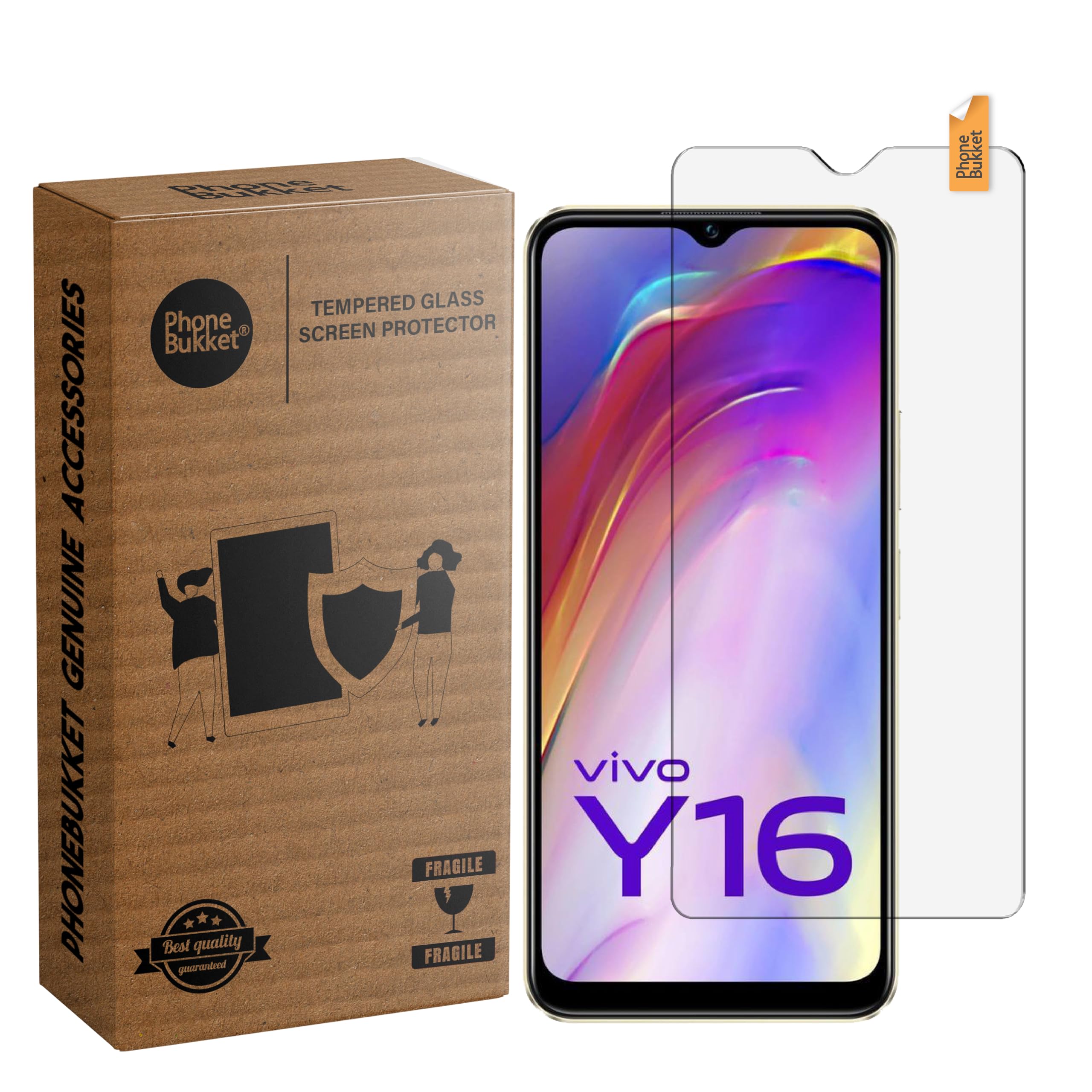 PhoneBukket Tempered Glass Guard Protector for Vivo Y16 (Transparent) Full Screen Coverage, Pack of 1 (B0BRLC7D9P) Amazon Price History, Amazon Price Tracker