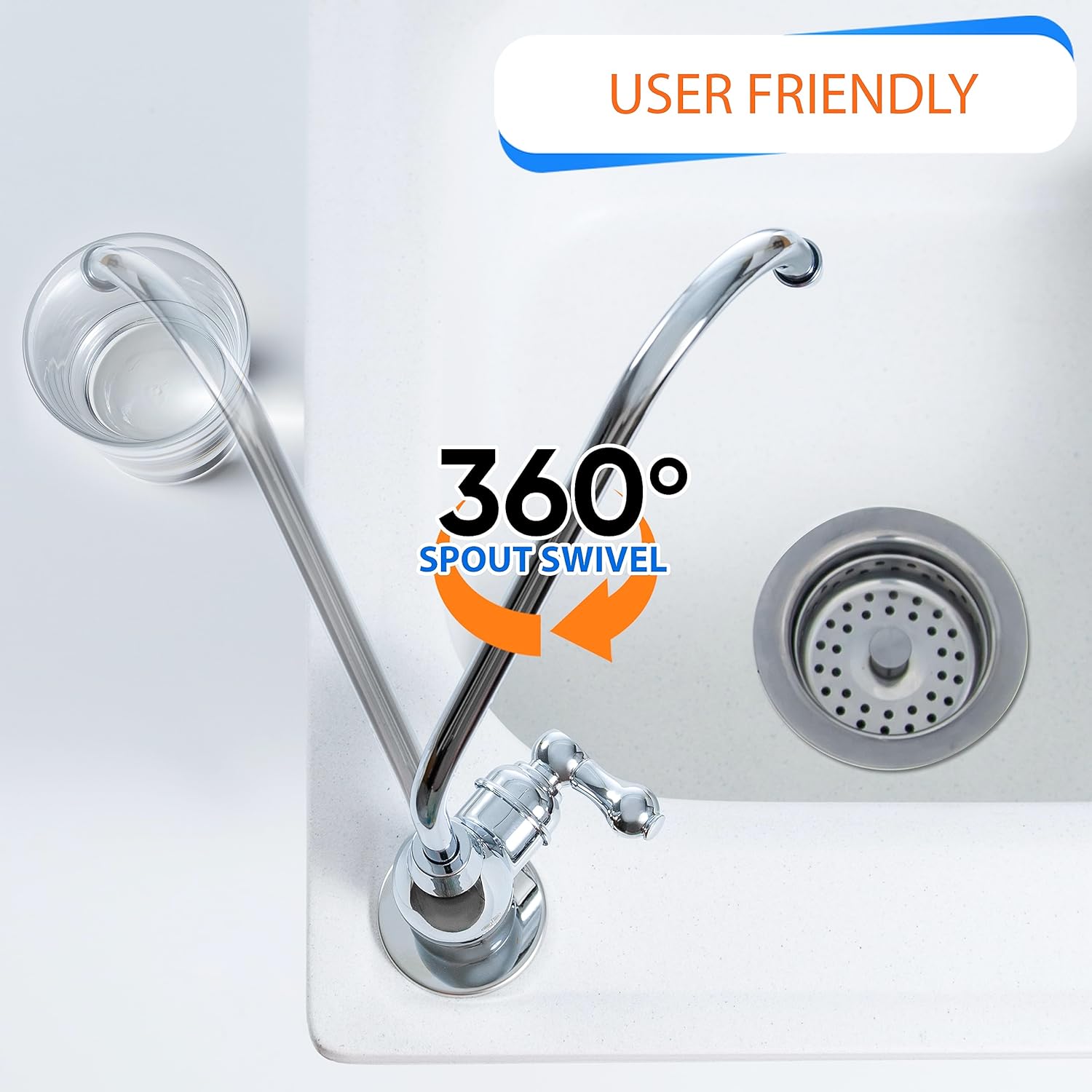 Chrome Single Handle Lever Kitchen Faucet with 360 Swivel Spout